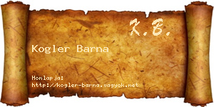 Kogler Barna névjegykártya