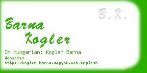 barna kogler business card